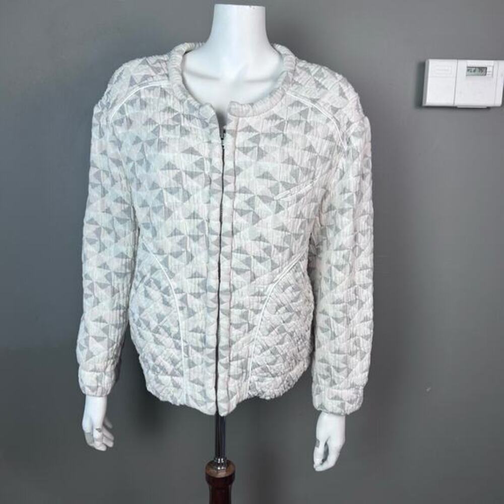 IRO jacket Medium EU 38 bomber quilted lightweight spring white gray cotton‎ NWT